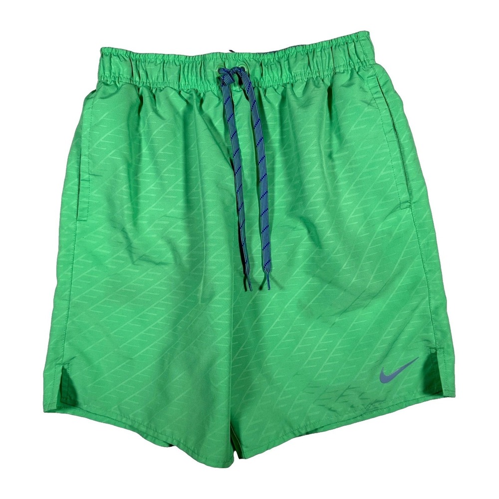Nike Dri-FIT Athletic Running Shorts Green Textured Logo Men Size S